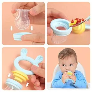 haakaa Baby Food Feeder/Fruit Feeder Pacifier Silicone Baby Feeder for Babies Infant Teething Toys(1 Pack, Blue)