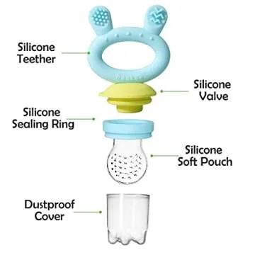 haakaa Baby Food Feeder/Fruit Feeder Pacifier Silicone Baby Feeder for Babies Infant Teething Toys(1 Pack, Blue)