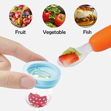 haakaa Baby Food Feeder/Fruit Feeder Pacifier Silicone Baby Feeder for Babies Infant Teething Toys(1 Pack, Blue)