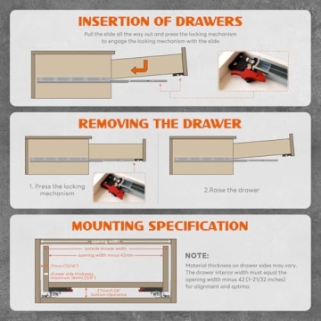 AOLISHENG Undermount Soft Close Drawer Slides 12-24 Inch