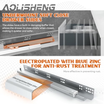 AOLISHENG Undermount Soft Close Drawer Slides 12-24 Inch