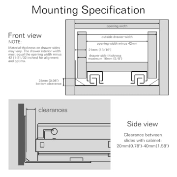 AOLISHENG Undermount Soft Close Drawer Slides 12-24 Inch