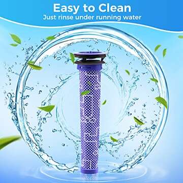 3Pack Pre Filters Replacement for Dyson - Vacuum Filter Compatible with Dyson V6 V7 V8 DC59 DC58 Replaces Part 965661 01 (3 Pack)