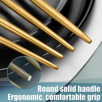 Lemeya Matte Gold Silverware Set for 4,Modern Stainless Steel Brushed Cutlery Set,20-Pieces Rustic Flatware Set,Knives Spoons and Forks Set Utensils Set, Satin Finish, Dishwasher Safe