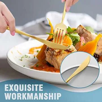 Lemeya Matte Gold Silverware Set Modern & Elegant Design