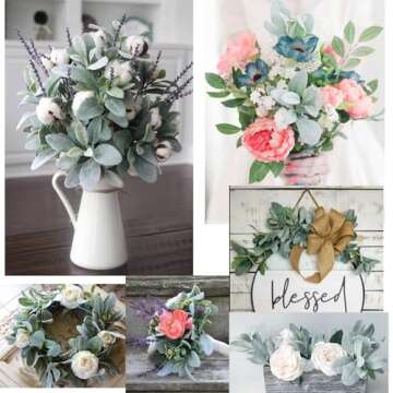 SHACOS Artificial Flocked Lambs Ear Stem 12 Pieces Ideal for DIY Floral Decor