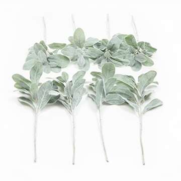 SHACOS Artificial Flocked Lambs Ear Stem 12 Pieces Ideal for DIY Floral Decor