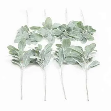 SHACOS Artificial Flocked Lambs Ear Stem 12 Pieces Ideal for DIY Floral Decor