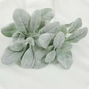 SHACOS Artificial Flocked Lambs Ear Stem 12 Pieces Ideal for DIY Floral Decor