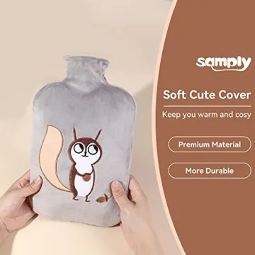Samply 2L Hot Water Bottle Fleece Cover Pain Relief
