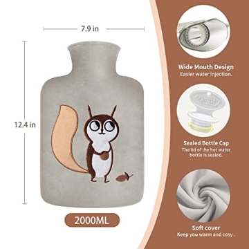 Samply 2L Hot Water Bottle Fleece Cover Pain Relief