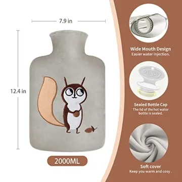 Samply 2L Hot Water Bottle Fleece Cover Pain Relief