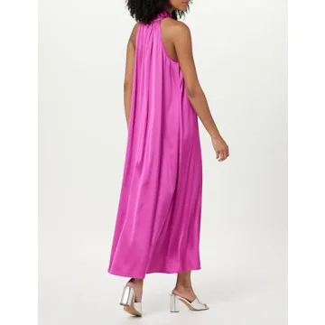 Elegant Women's Halter Maxi Dress in Wild Purple