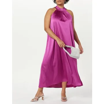 Elegant Women's Halter Maxi Dress in Wild Purple