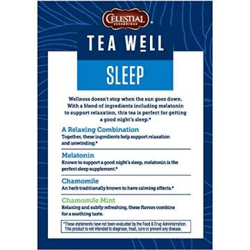 Celestial Seasonings TeaWell Herbal Tea, Sleep with Melatonin, Chamomile Mint, Caffeine Free Wellness Tea, 12 Tea Bags (Pack of 6)