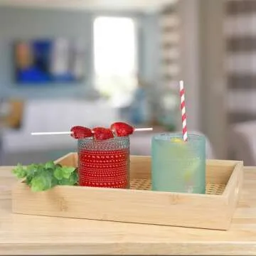 Darware Vintage Hobnail Drinking Glasses Set of 6 Blue