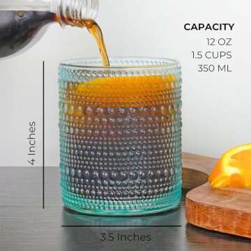 Darware Vintage Hobnail Drinking Glasses Set of 6 Blue