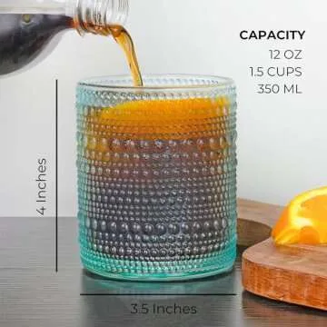 Darware Vintage Hobnail Drinking Glasses Set of 6 Blue