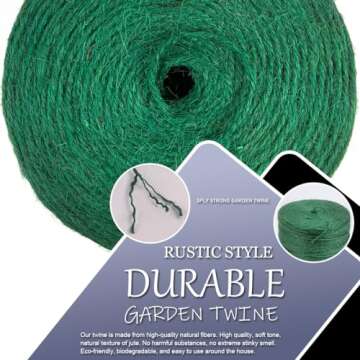 PerkHomy Garden Twine Strong Natural Jute 800 Feet Long Green Twine for Gardening Tomato Climbing Pl...