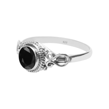 Elegant Black Tourmaline Handmade Silver Ring for Women