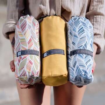 BAY LAUREL Turkish Beach Towel with Travel Bag 39 x 71 Quick Dry Sand Free Lightweight Large Oversized Towels Light (Blue with Red Bag)