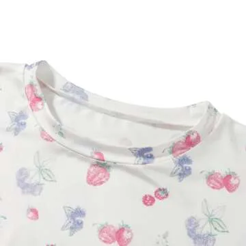 Seyurigaoka Women 2 Piece Floral Pajamas Set Y2k Oversized Short Sleeve Shirt Side Split Shorts Set Sleepwear PJ Sets (strawberry print White, M)