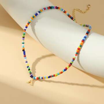 Yoosteel Necklace for Girls Gifts - Beaded Initial Necklace for Girls Age 6-8 Initial C Letter Beaded Choker Necklace 10 Year Old Girl Birthday Gifts
