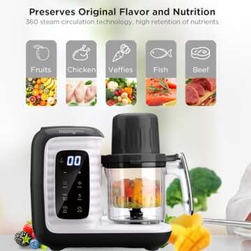 MOMYEASY Baby Food Maker, Multi Baby Food Processor, Baby Food Steamer and Food Puree Blender All-in-One, Food Mills Machine with Bottle Warmer, Auto Cooking & Grinding