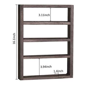 Vrisa Essential Oil Rack, 4 Tier Wall Mounted Essential Oil Rack Holder,Wooden Display Shelves for Wall,Solid Wood,Nail Polish Organizer,Storage Shelf,Brown