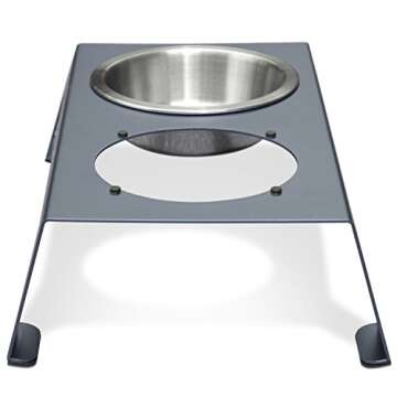 PetFusion Elevated Dog Bowls, Cat Bowls -- Premium Anodized Aluminum Feeder (Short 4"). Us Food Grade Stainless Steel Raised Bowls,Metallic Gray