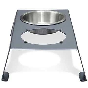 PetFusion Elevated Dog Bowls, Cat Bowls -- Premium Anodized Aluminum Feeder (Short 4"). Us Food Grade Stainless Steel Raised Bowls,Metallic Gray