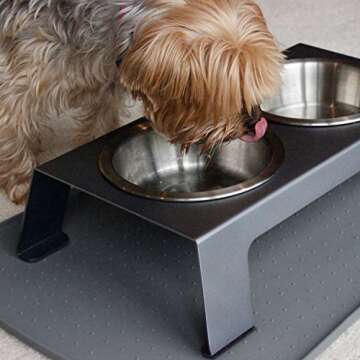 PetFusion Elevated Dog Bowls, Cat Bowls -- Premium Anodized Aluminum Feeder (Short 4"). Us Food Grade Stainless Steel Raised Bowls,Metallic Gray
