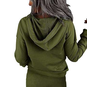 Nimsruc Two Piece Outfits For Women Jogging Suits Casual Sweatsuits Jogger Tracksuits Long Sleeve Hoodie Matching Sets Dark Green S