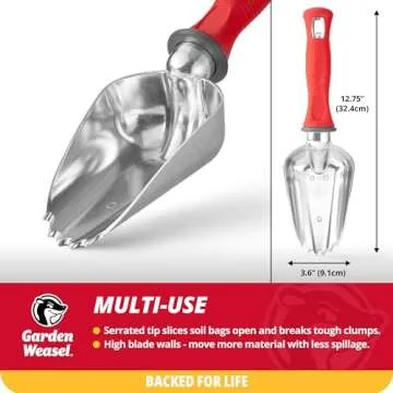 Garden Weasel Potting Scoop - Oversized | Dig and Transport | Planting and Gardening Hand Digging Tools, Heavy Duty Soil Scoop, Mini Gardening Shovel | 91362