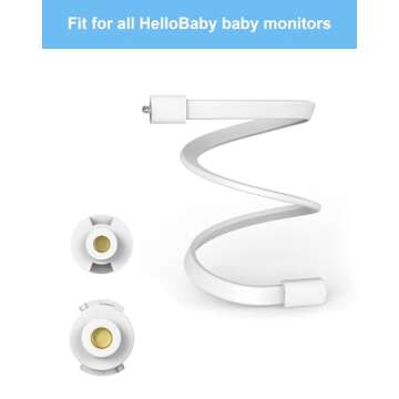 HelloBaby Baby Monitor Mount for HB6550/ Pro/ HB6560/ HB65/ HB6339/ HB40/ HB6081/ HB66/ HB6351, 20 Inch Flexible Arm Bracket, Camera Holder Attaches to Crib Cot Shelves, Without Tools or Wall Damage