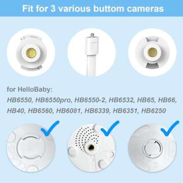 HelloBaby Baby Monitor Mount for HB6550/ Pro/ HB6560/ HB65/ HB6339/ HB40/ HB6081/ HB66/ HB6351, 20 Inch Flexible Arm Bracket, Camera Holder Attaches to Crib Cot Shelves, Without Tools or Wall Damage