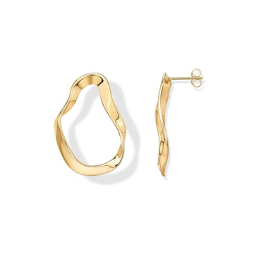 PAVOI 14K Yellow Gold Plated Wavy Statement Infinity Drop Earrings | Wave Endless Hoop Stud Earrings...