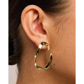 Stylish PAVOI 14K Gold Plated Wavy Drop Earrings