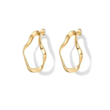 Stylish PAVOI 14K Gold Plated Wavy Drop Earrings