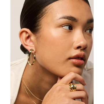 Stylish PAVOI 14K Gold Plated Wavy Drop Earrings