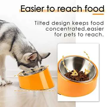 SuperDesign Mess Free 15° Slanted Bowl for Dogs and Cats, Tilted Angle Bulldog Bowl Dog Feeder, Non...