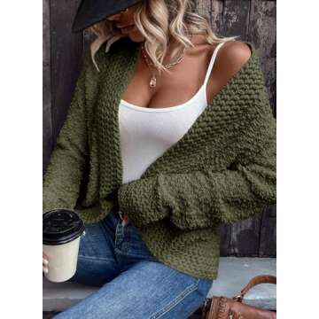 Dokotoo Womens Casual Open Front Chunky Knit Cardigan