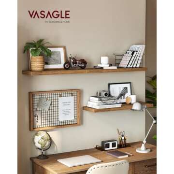 VASAGLE Floating Wall Shelves Set of 3 - Rustic Brown for Home Decor