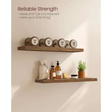 VASAGLE Wall Shelves Set of 3 for Stylish Home Organization