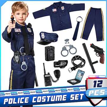 Joycover Police Officer Costume for Kids - Deluxe Police Costume for Kids with Accessories, Kids Hal...