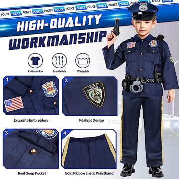 Joycover Police Officer Costume for Kids with Accessories