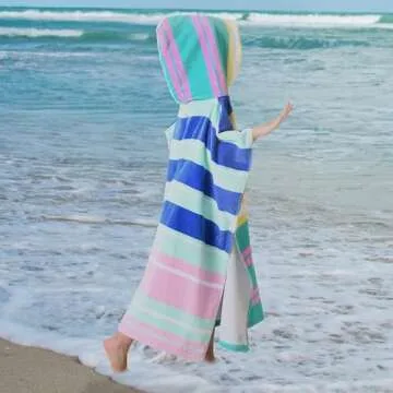 Vibrant Hooded Beach Towel for Kids 6-12 Years