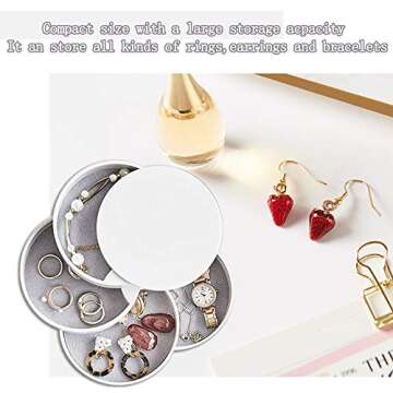 ComCreate Jewelry Organizer Box, 360 Degree Rotating Jewelry Storage Box 4 Layers Jewelry Holder for Necklace Bracelet Ring Earring Small Items Container Case Fits Small Spaces on Dressers (White)