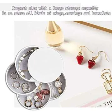 ComCreate Jewelry Organizer Box, 360 Degree Rotating Jewelry Storage Box 4 Layers Jewelry Holder for Necklace Bracelet Ring Earring Small Items Container Case Fits Small Spaces on Dressers (White)