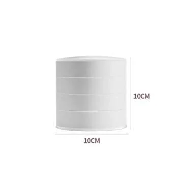 ComCreate Jewelry Organizer Box, 360 Degree Rotating Jewelry Storage Box 4 Layers Jewelry Holder for Necklace Bracelet Ring Earring Small Items Container Case Fits Small Spaces on Dressers (White)